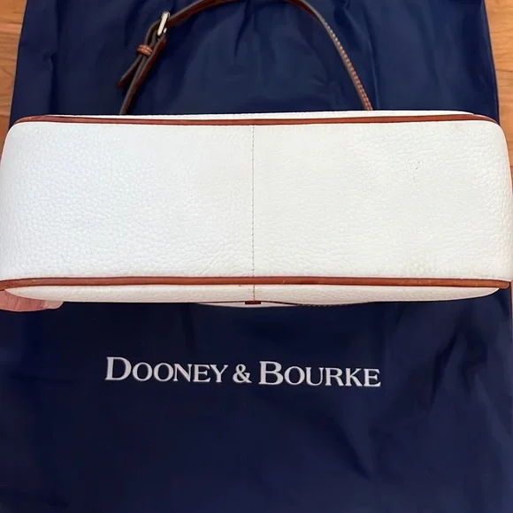 Dooney and Bourke Pebbled Grain Leather Kimberly Handbag White and Cognac - Picture 12 of 15